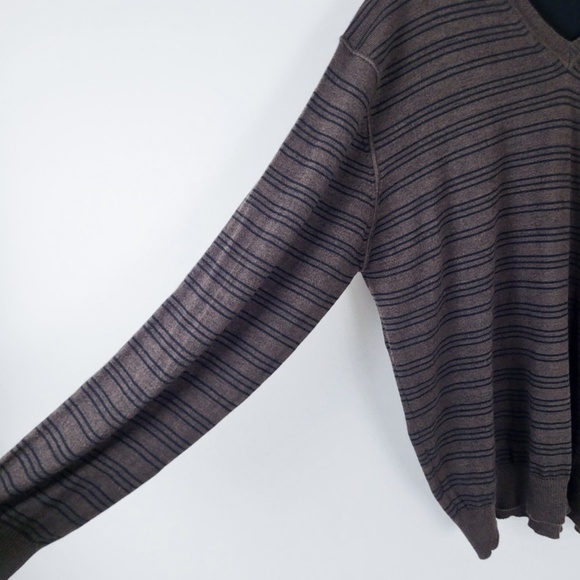 Merino Wool Crew Neck Sweater V-neck stripes stripes soft long sleeve - Picture 9 of 9